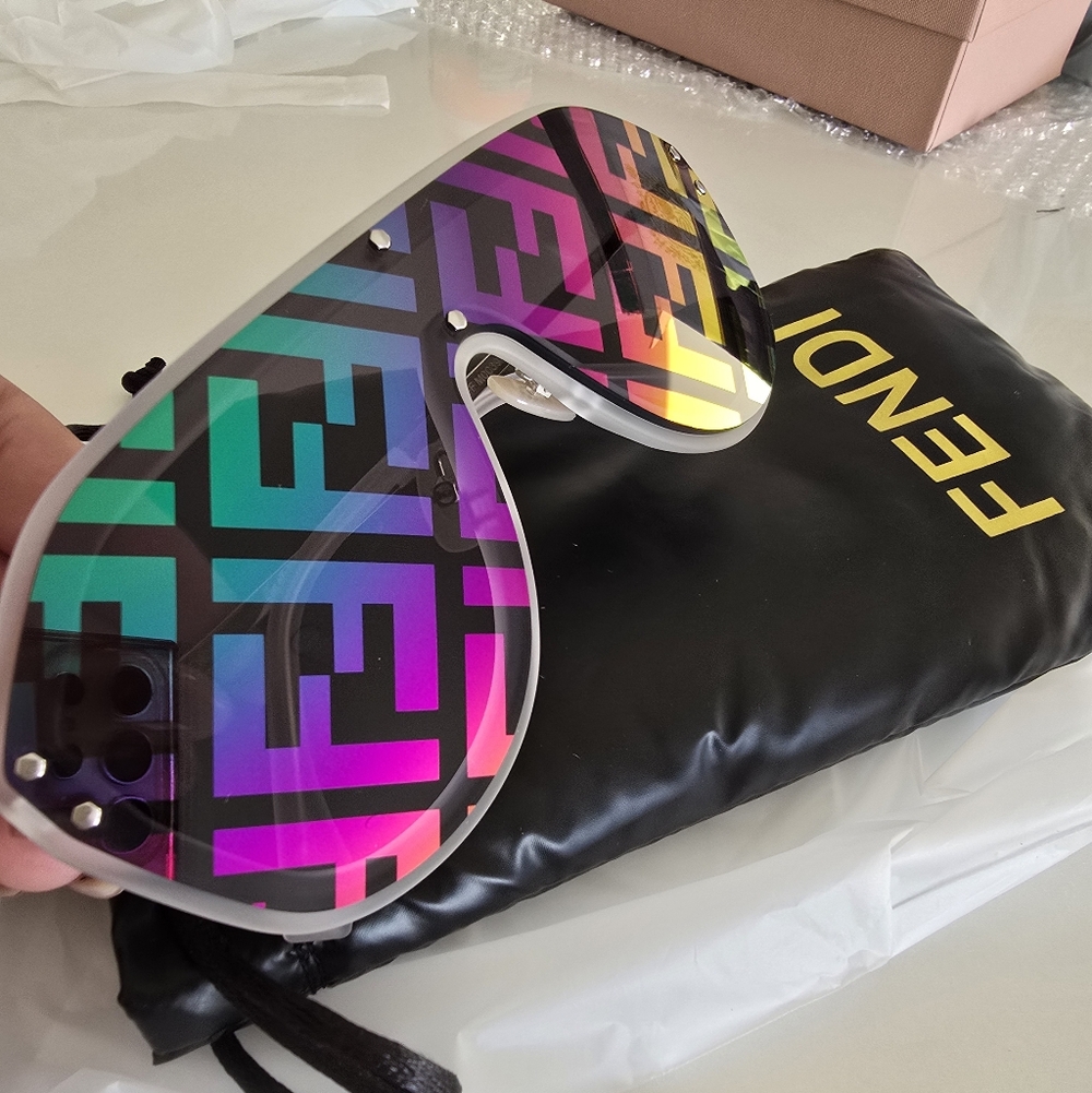 Fendi Iridescent Logo Shield Sunglasses FF M0039